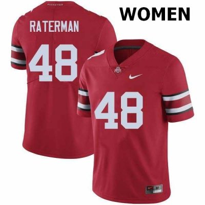 NCAA Ohio State Buckeyes Women's #48 Clay Raterman Red Nike Football College Jersey HZY0645TY